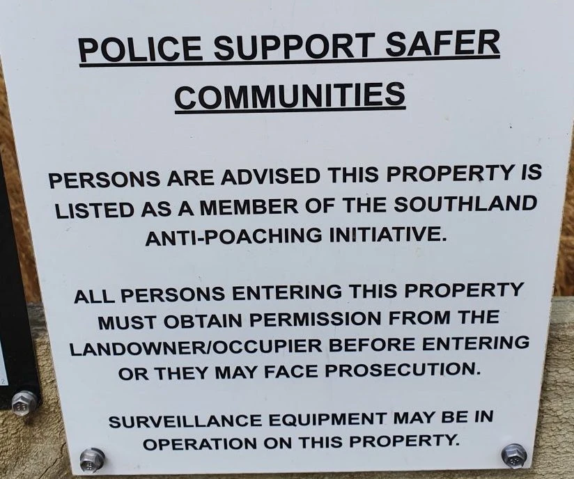 New Zealand Police sign about poaching